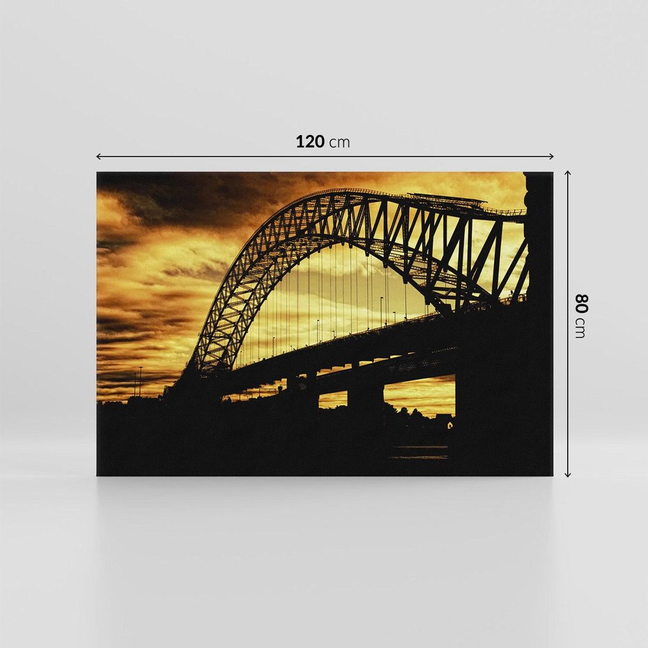 Obraz na płótnie 120x80 - Most przy zachodzie słońca - most, zachód