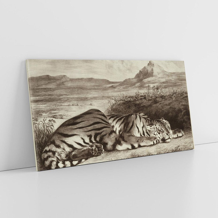 Obraz na płótnie 120x60 - "Królewski Tygrys" Eugène Delacroix - Reprodukcja - reprodukcja, obraz na płótnie