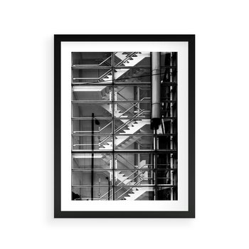 Plakat w ramie 50x70 - Schody do architektonicznej przestrzeni - schody, architektura - rama czarna