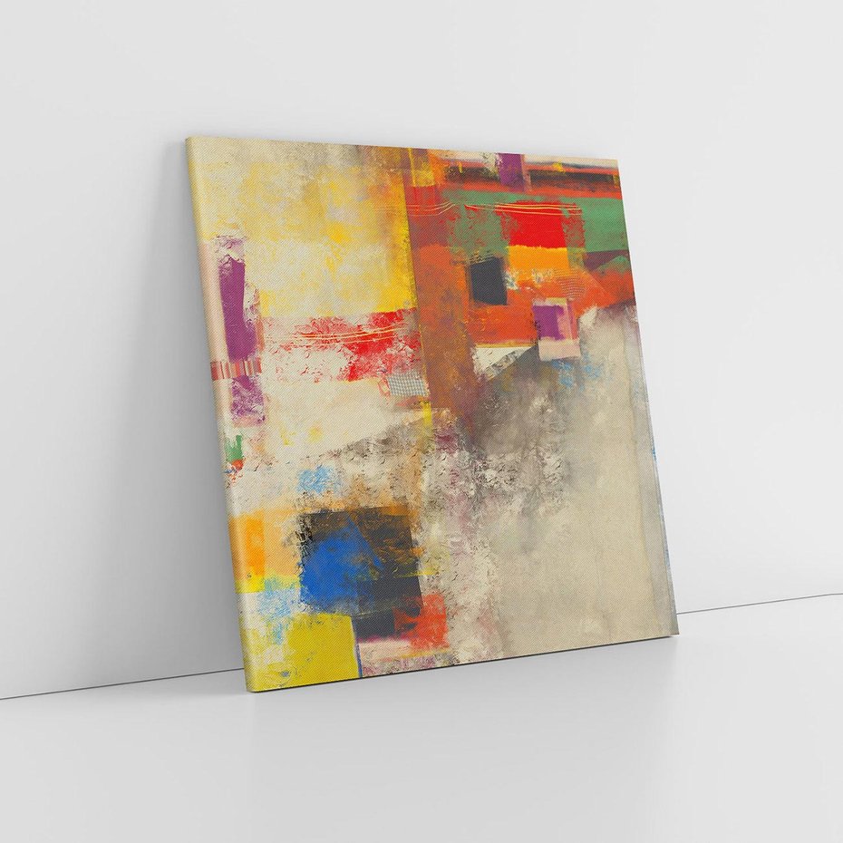 Obraz na płótnie 40x40 - Abstrakcja olejna - kształty i kolory - abstrakcja, olejna