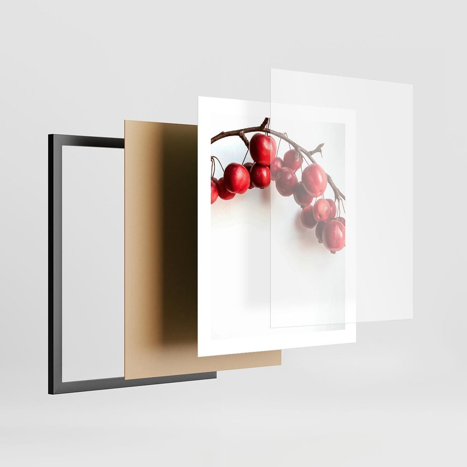 Plakat w ramie 40x50 - Jesienne Owoce - jarzębina, czerwone owoce - rama czarna