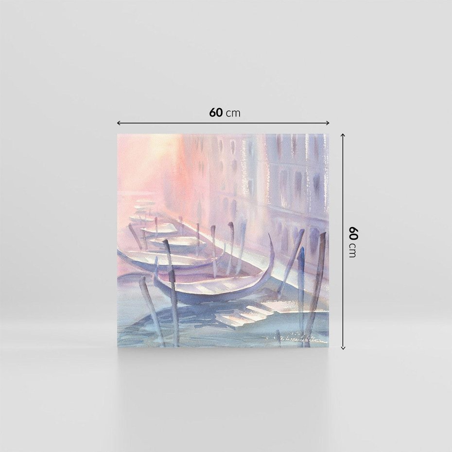 Obraz na płótnie 60x60 - Romantyczne Zachody - akwarelowy rysunek, stonowane pastelowe kolory