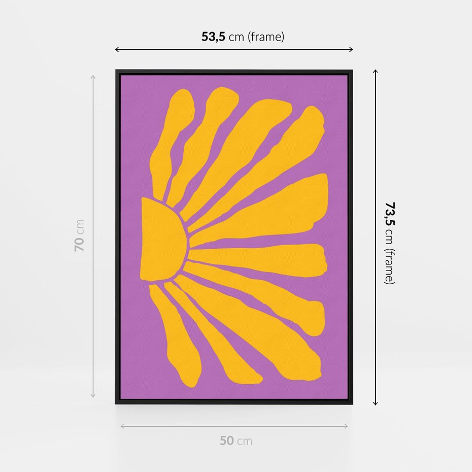 Obraz w ramie 50x70 - Podróżne Kontury - abstrakcyjny plakat, intensywne różowe tło - rama czarna