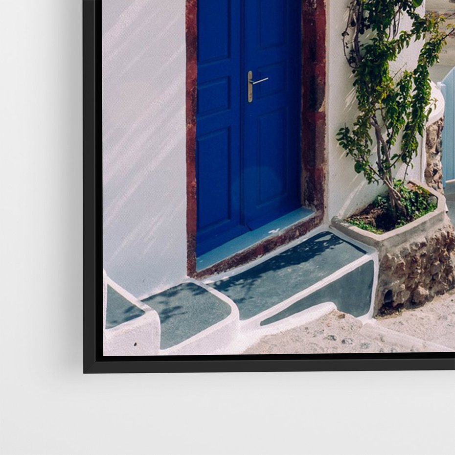 Obraz w ramie 70x100 - Urok Greckiej Wyspy - Santorini, Grecja - rama czarna