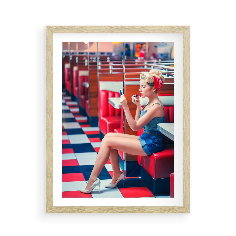 Plakat w ramie 50x70 - Ikoniczna Uroda - retro, Marylin Monroe - rama drewno