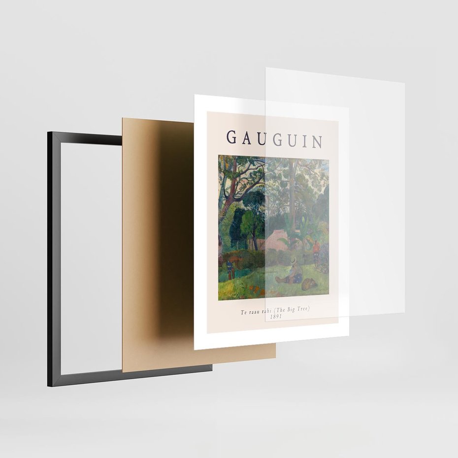 Plakat w ramie 40x50 - Gauguin: Reprodukcja i Typografia - Gauguin, reprodukcja - rama czarna