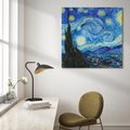 Obraz na płótnie 50x50 - "Gwiaździsta noc" (1889) Vincent van Gogh - Reprodukcja - reprodukcja, obraz na płótnie