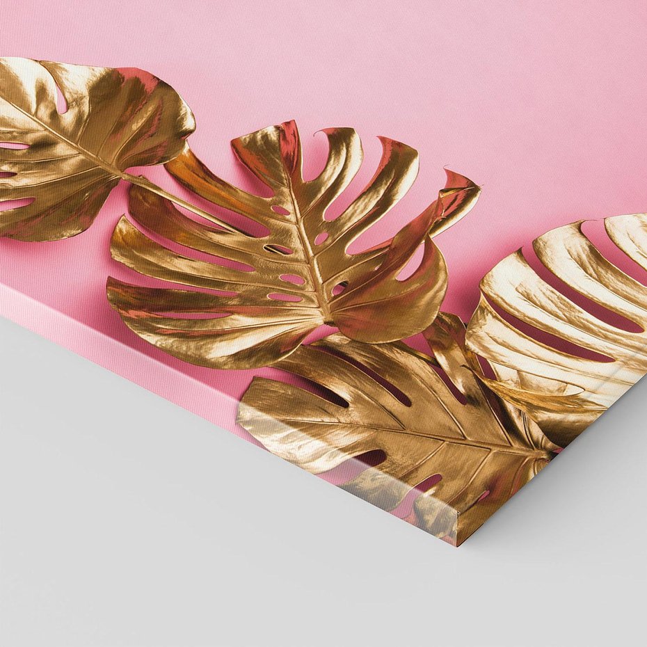 Obraz na płótnie 80x80 - Luksusowa Elegancja - złote, liście