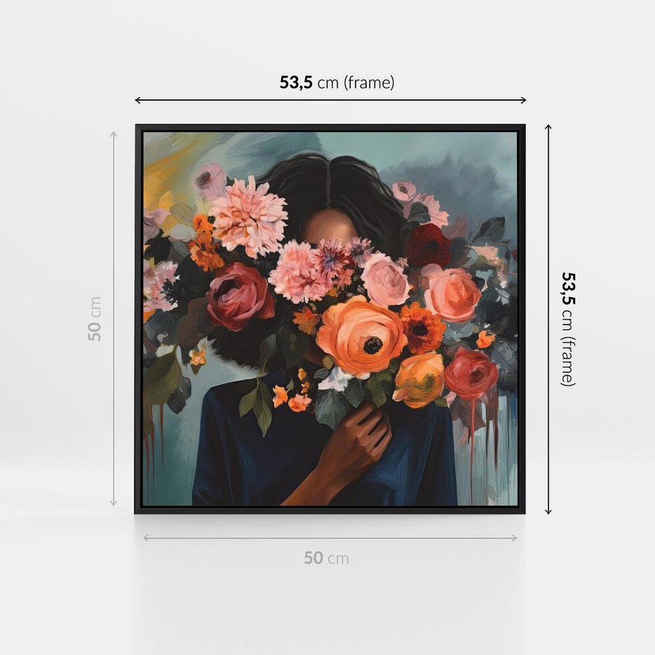 Obraz w ramie 50x50 - Ukryte Emocje - obraz, akwarela - rama czarna