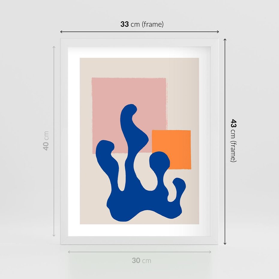 Plakat w ramie 30x40 - Bezgraniczna Galeria Plam - abstrakcja, nowoczesny plakat - rama biała