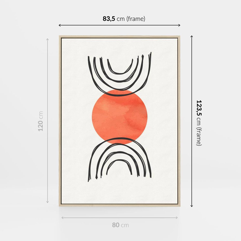 Obraz w ramie 80x120 - Lustrzane Widzenie - koło, boho styl - rama drewno