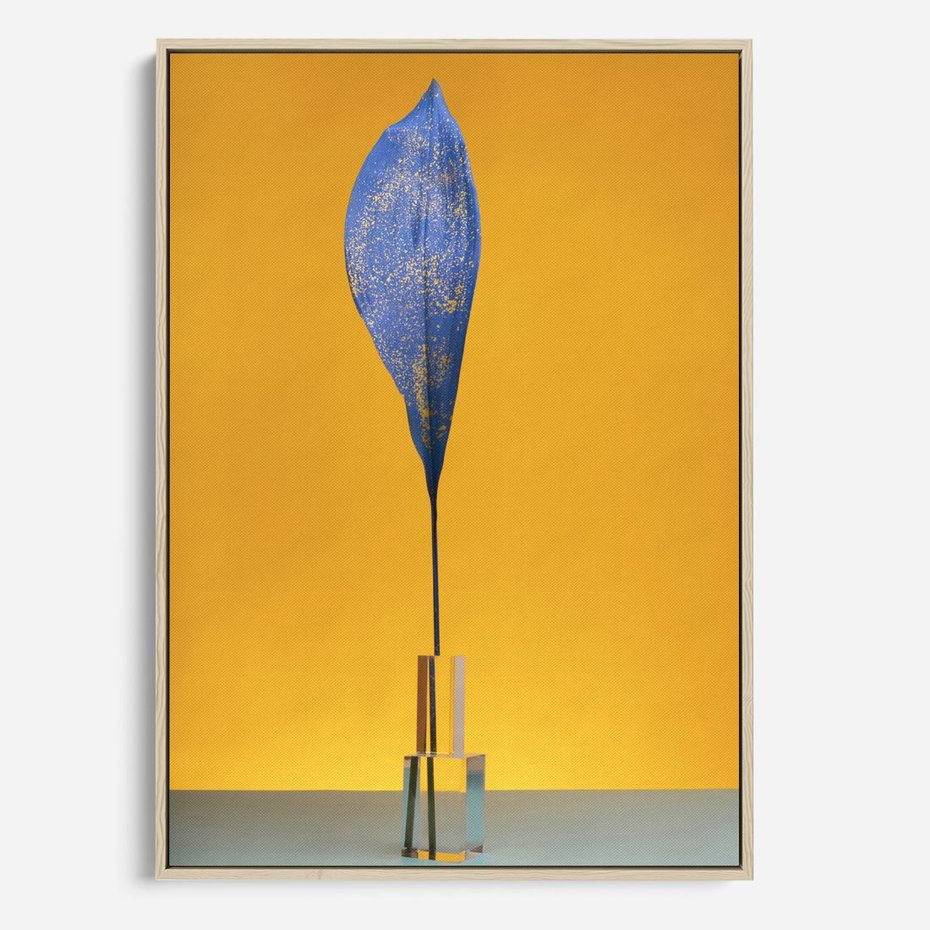 Obraz w ramie 50x70 - Niebiańskie liście - liść, liście - rama drewno