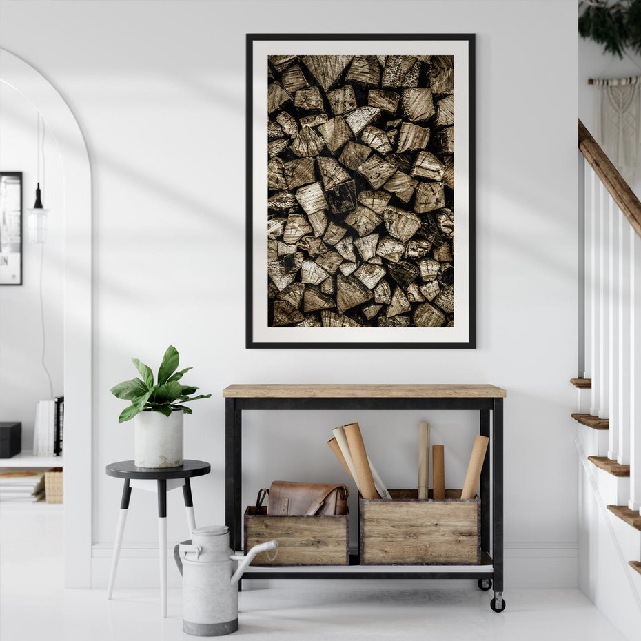 Plakat bez ramy 40x50 - Piękno Drewna - belki drewna, drewno