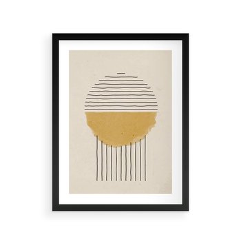 Plakat w ramie 50x70 - Podróżne Kreski - akwarelowa plama, geometryczne szkicowane kształty - rama czarna