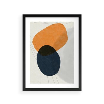 Plakat w ramie 50x70 - Podróżne Pastelowe Pejzaże - geometryczne elementy, stonowane kolory - rama czarna