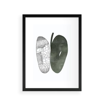 Plakat w ramie 40x50 - Przesunięte Jabłko - minimalistyczny plakat, jabłko - rama czarna