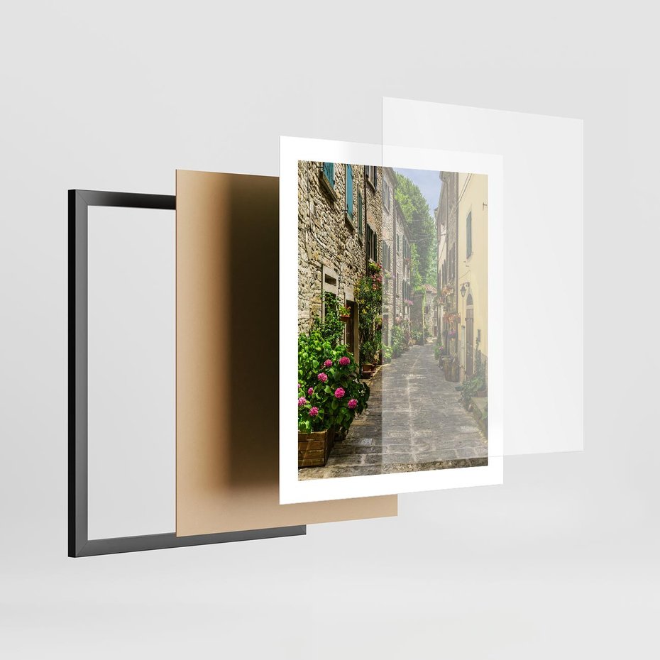 Plakat w ramie 40x50 - Spacer po Złotej Alei - uliczka, perspektywa - rama czarna