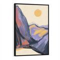 Obraz w ramie 50x70 - Ponad Szczytami - pastelowy krajobraz, nowoczesny plakat - rama czarna