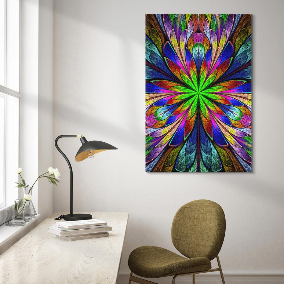 Obraz na płótnie 80x120 - Witrażowa magia na płótnie - witraż, sztuka