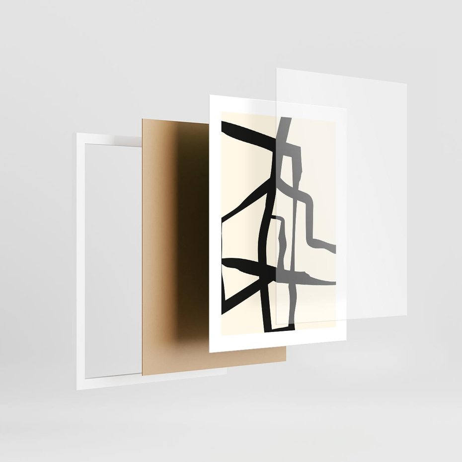 Plakat w ramie 30x40 - Impresje Wymiaru - linie, abstrakcja - rama biała