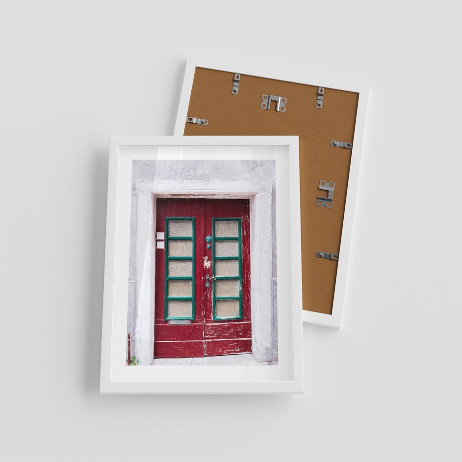 Plakat w ramie 30x40 - Retro Przez Drzwi - drzwi, retro - rama biała