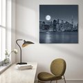 Obraz na płótnie 40x40 - Księżyc nad miastem nocą - księżyc, miasto