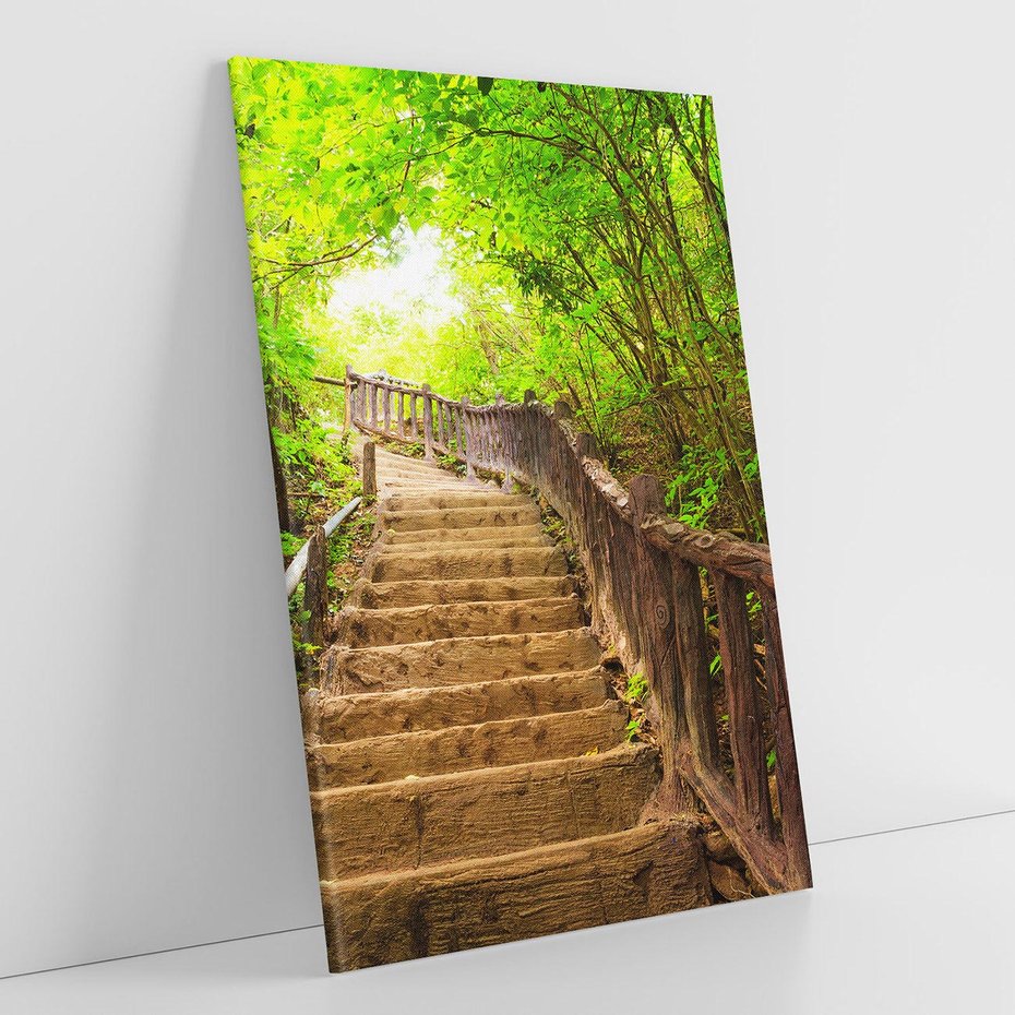 Obraz na płótnie 70x100 - Magiczne schody w lesie - schody, las