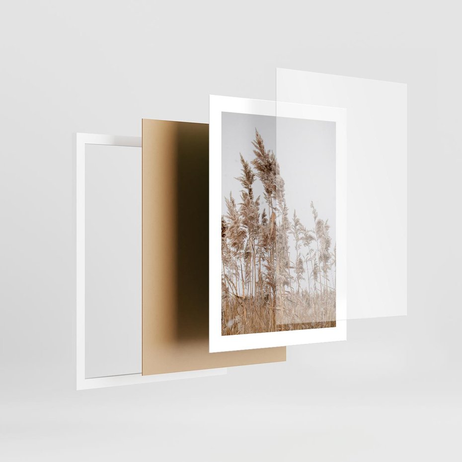 Plakat w ramie 30x40 - Boho Urok - trawy, pampas - rama biała