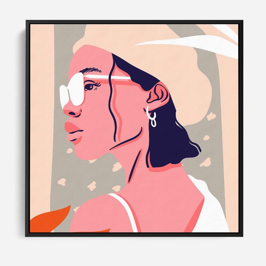 Obraz w ramie 50x50 - Kobieca Esencja - nowoczesny plakat, styl retro - rama czarna