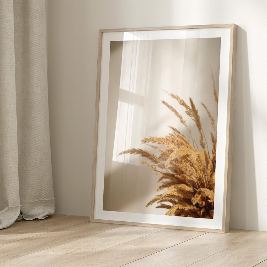 Plakat w ramie 40x50 - Swobodne trawy boho - boho, suche - rama drewno