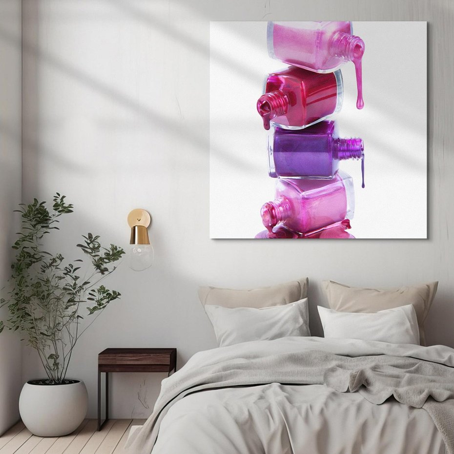 Obraz na płótnie 40x40 - Kolorowe Paznokcie - lakiery, do paznokci