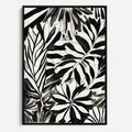 Obraz w ramie 70x100 - Czarne Liście - akwarelowy obraz, czarno biały - rama czarna