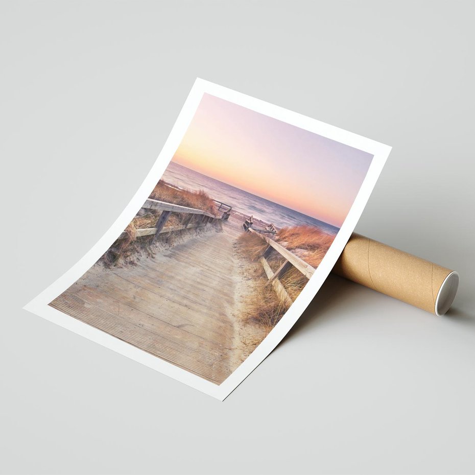 Plakat bez ramy 21x30 - Spacer Wśród Przyboju - dróżka, morze