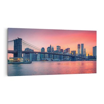 Obraz na płótnie 140x70 - Zachód słońca na moście w Nowym Jorku - zachód, słońca