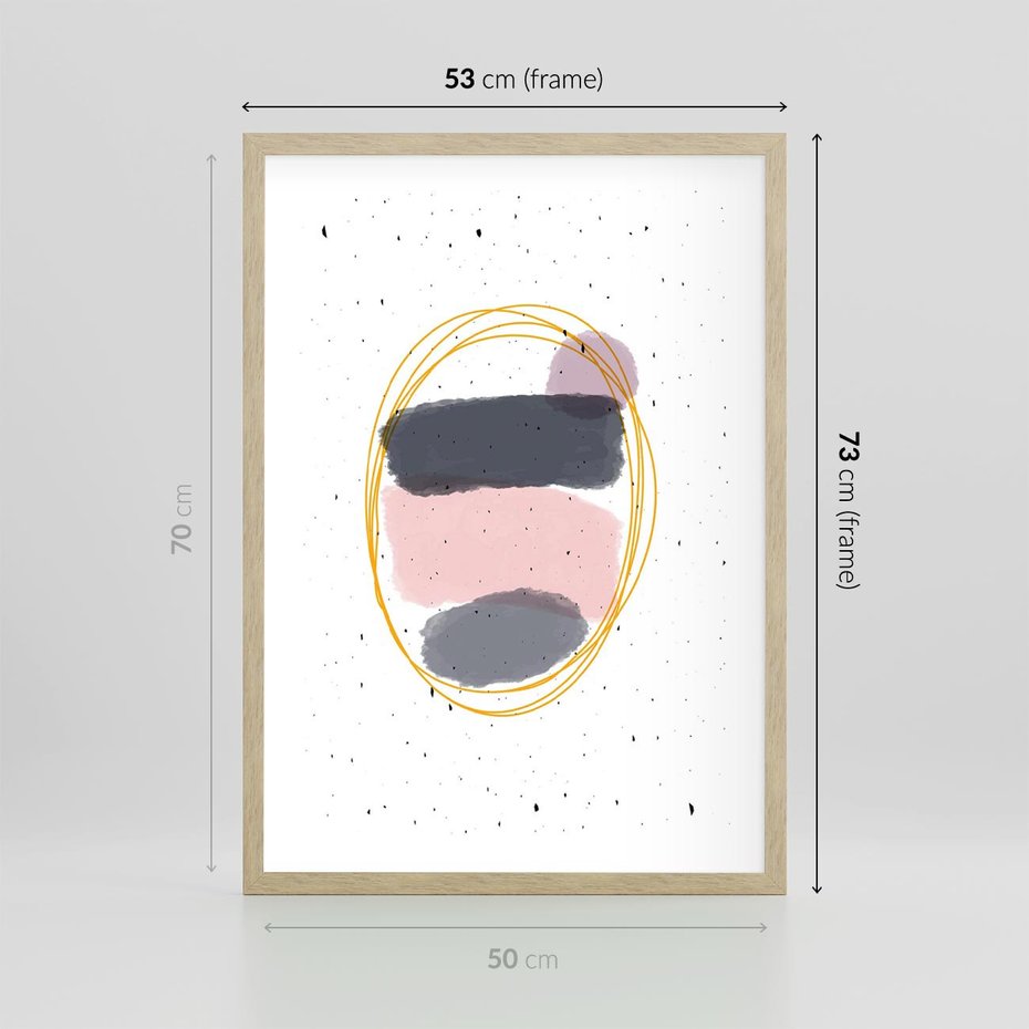 Plakat w ramie 50x70 - Migocące Odbicia - abstrakcyjna kompozycja, jak ręcznie malowana - rama drewno