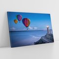 Obraz na płótnie 120x80 - Latarnia morska z balonami nad morzem - latarnia, morska
