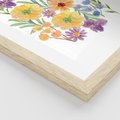 Plakat w ramie 50x70 - Kwiatowe Wibracje - akwarelowe polne kwiaty, minimalistyczny plakat - rama drewno