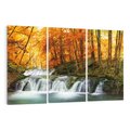 Obraz na płótnie 120x80 - Jesienny wodospad w lesie - jesień, wodospad