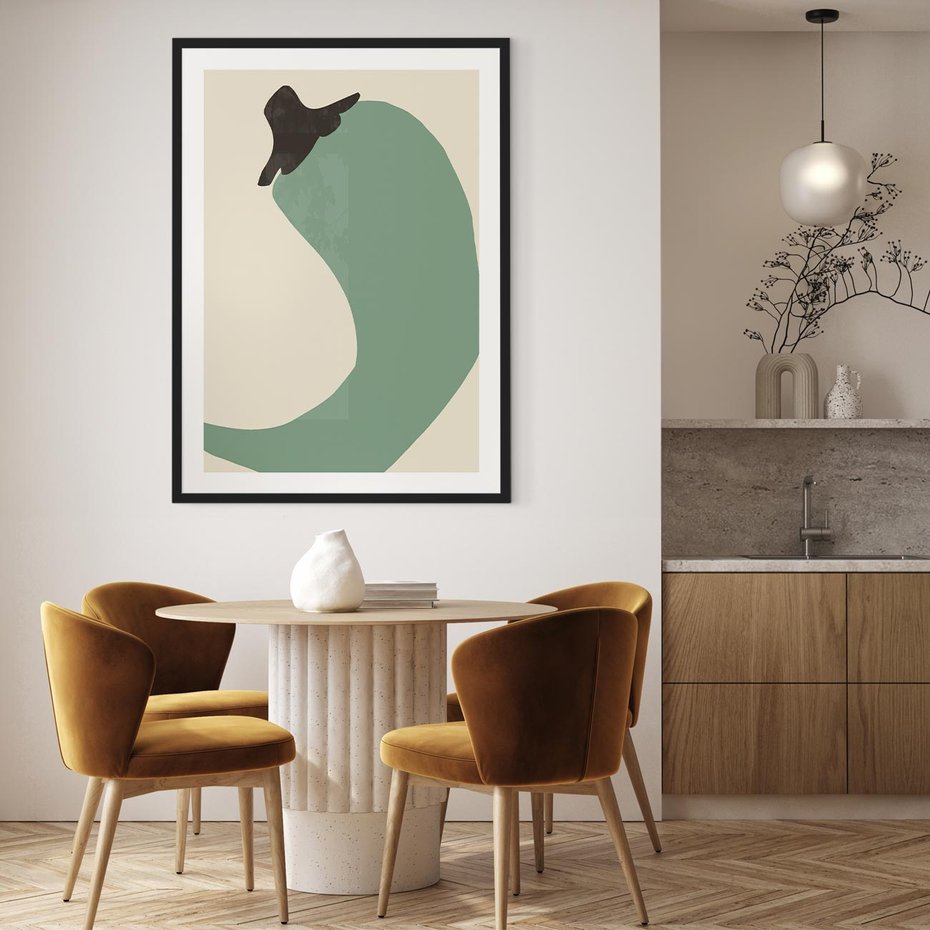 Plakat bez ramy 30x40 - Granice Akwareli - abstrakcyjny minimalistyczny obraz, zielona papryczka