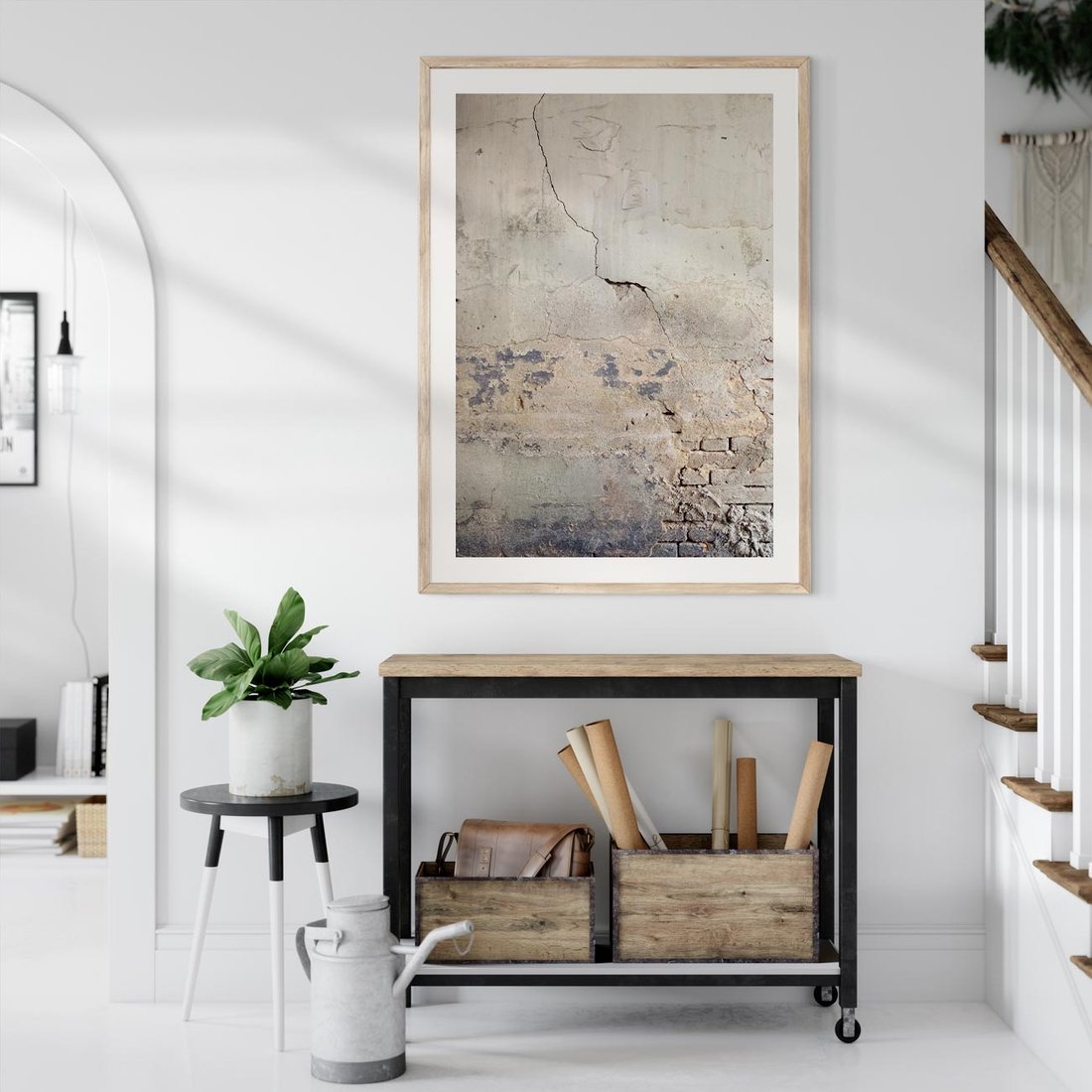 Plakat w ramie 40x50 - Surowość ściany z betonu - ściana, beton - rama drewno