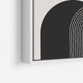 Obraz w ramie 70x100 - Przenikająca Rzeczywistość - abstrakcyjna kompozycja, okręgi i półokręgi - rama biała