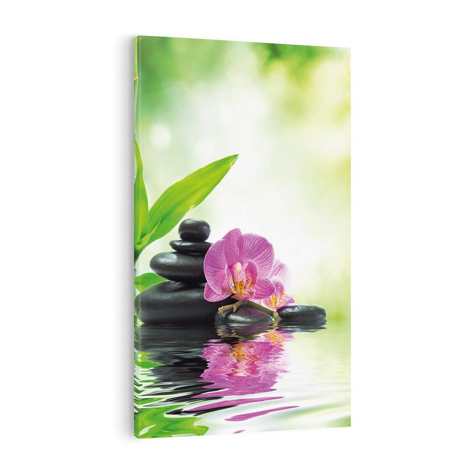 Obraz na płótnie 50x70 - Relaksujący świat SPA z kwiatami i bambusem - spa, kwiaty