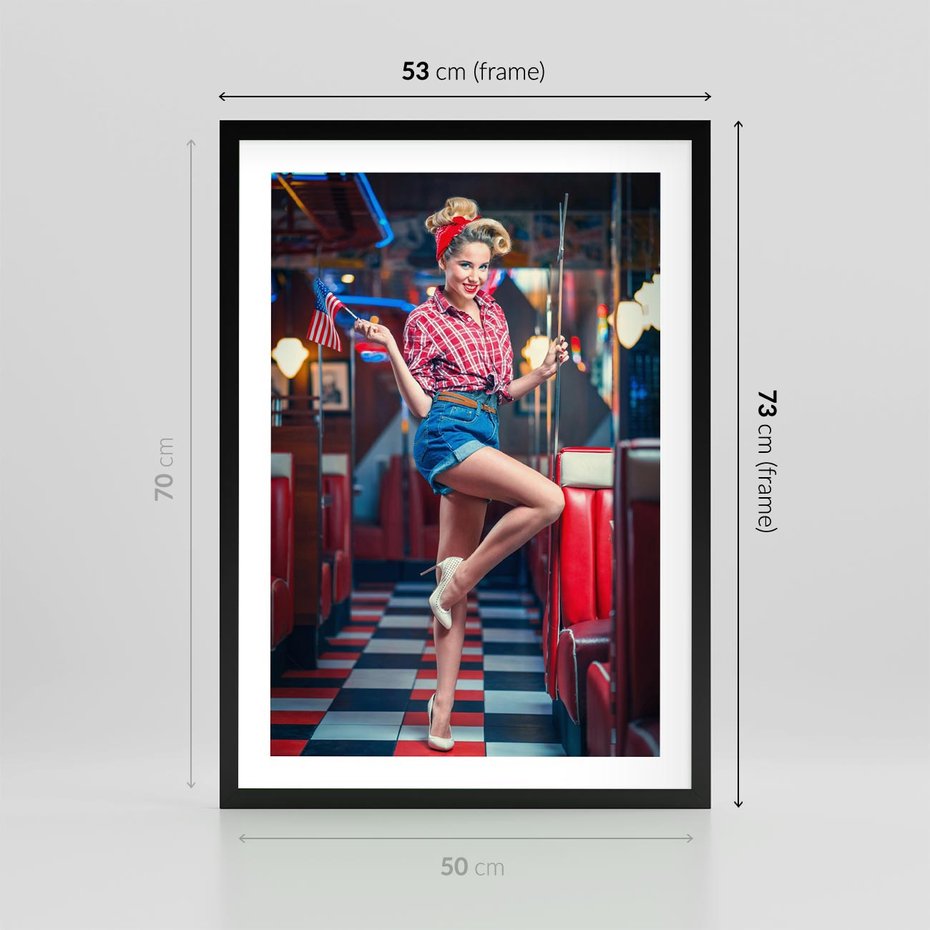 Plakat w ramie 50x70 - Czas Wstecz - retro, restauracja - rama czarna