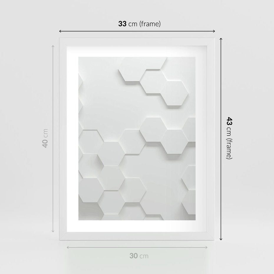 Plakat w ramie 30x40 - Przestrzenne Zabawy - geometryczne, 3D - rama biała