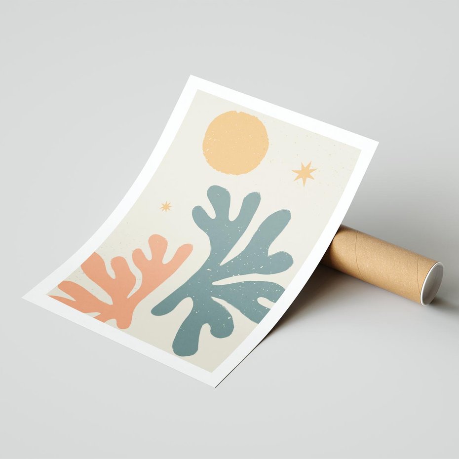 Plakat bez ramy 21x30 - Inspirująca Równowaga - boho formy, kształty