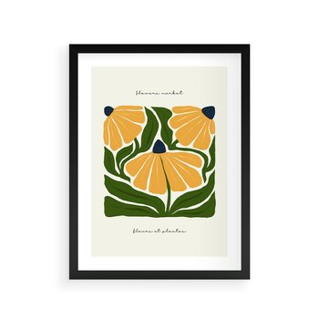 Plakat w ramie 40x50 - Kreatywne Wibracje - sztuka nowoczesna, kolorowe kwiaty - rama czarna