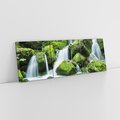 Obraz na płótnie 120x40 - Spokojny wodospad w lesie nad rzeką - wodospad, las