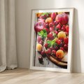 Plakat w ramie 50x70 - Owoce w restauracji artystycznie - owoce, restauracja - rama drewno