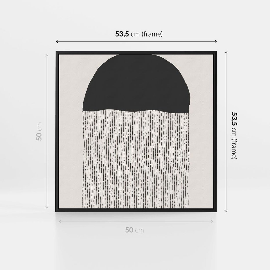 Obraz w ramie 50x50 - Wewnętrzne Widzenia - abstrakcyjna kompozycja, półkole - rama czarna