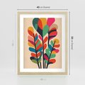 Plakat w ramie 40x50 - Symfonia Wzrokowych Impresji - abstrakcyjny kolorowy tęczowy obraz, inspiracje roślinne - rama drewno